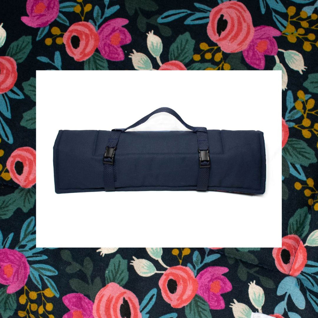 Rosa Navy Roll Up Dog Mat Mat Three Wags 