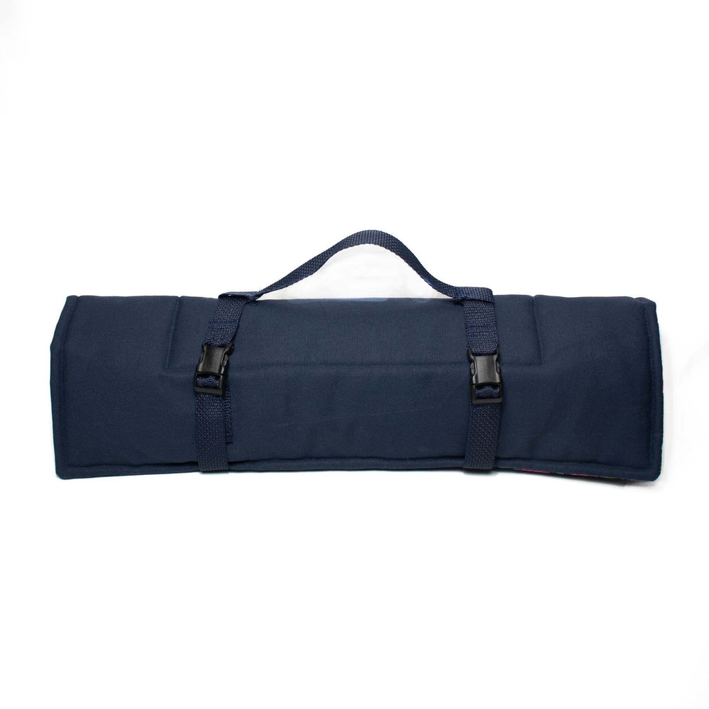 Rosa Navy Roll Up Dog Mat Mat Three Wags 