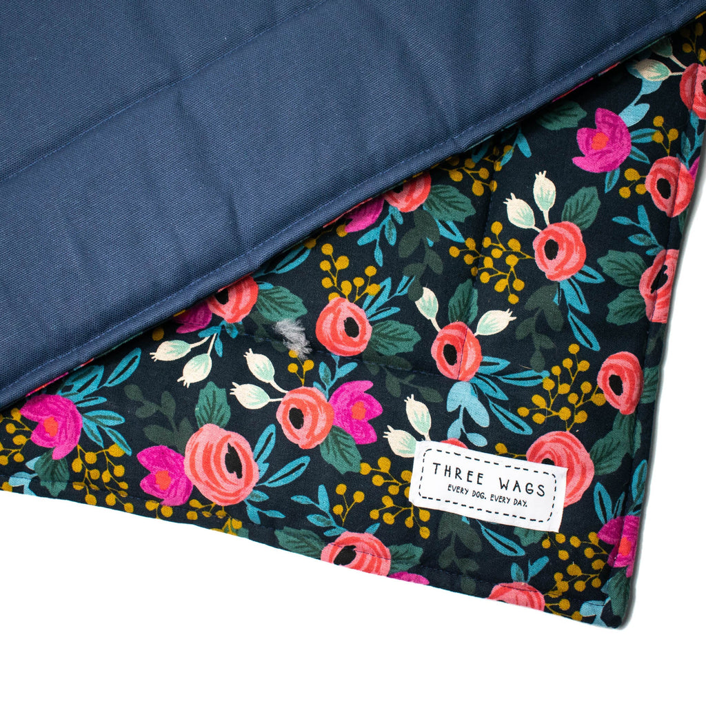 Rosa Navy Roll Up Dog Mat Mat Three Wags 