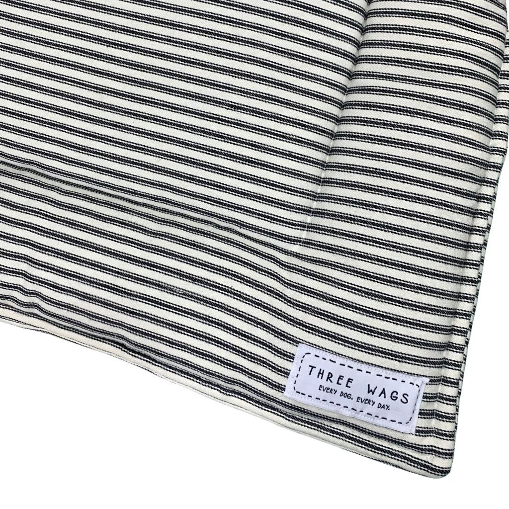 Black Ticking Roll Up Dog Mat Mat Three Wags 