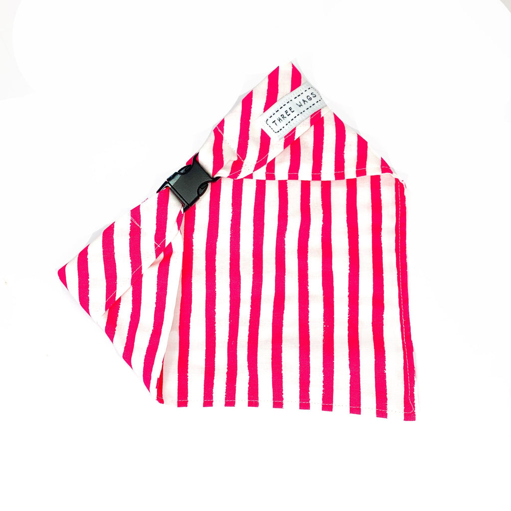Bright Pink Stripes Dog Bandana Bandana Three Wags 