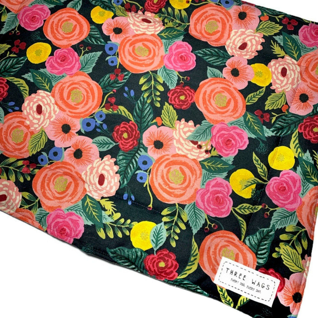 The English Rose Navy Dog Mat - Three Wags
