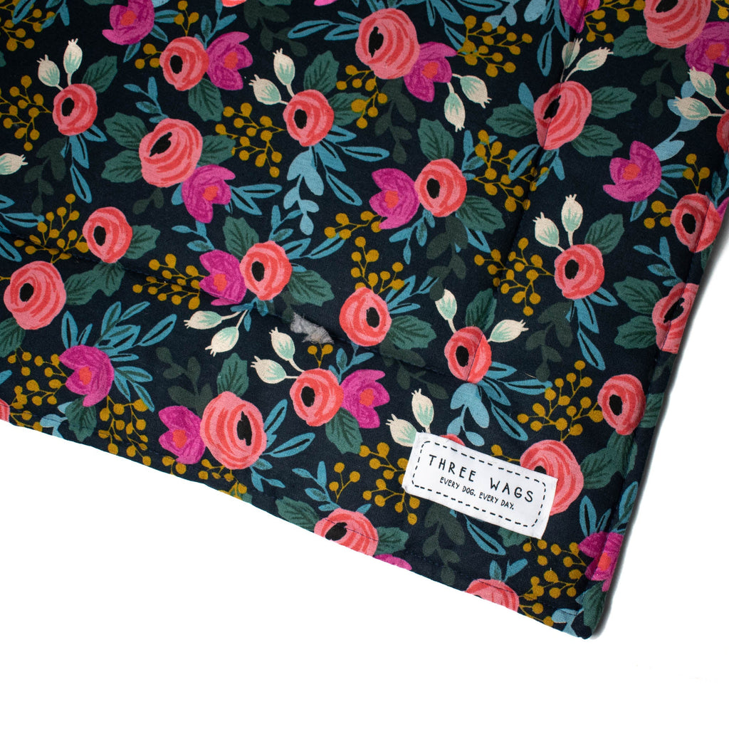 Rosa Navy Dog Mat Mat Three Wags 