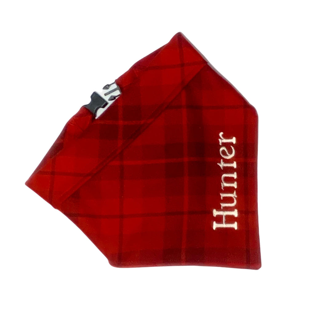 The Scarlet Plaid Dog Bandana Bandana Three Wags 