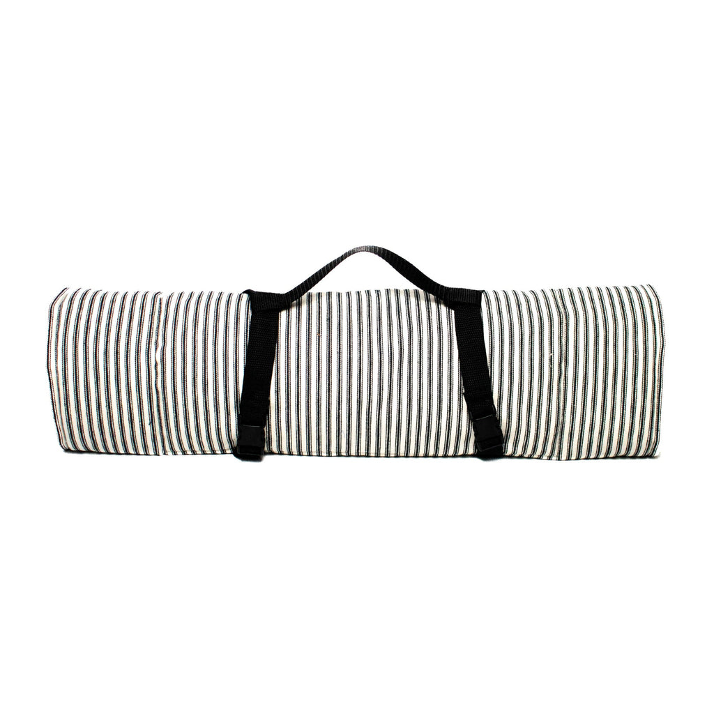 Black Ticking Roll Up Dog Mat Mat Three Wags 