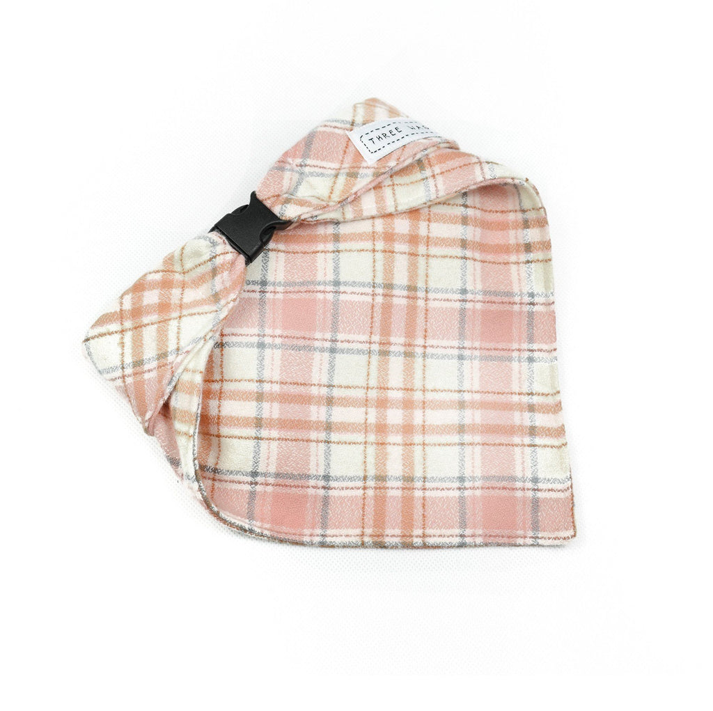 Alternate Photo of Blush Pink Plaid Dog Bandana